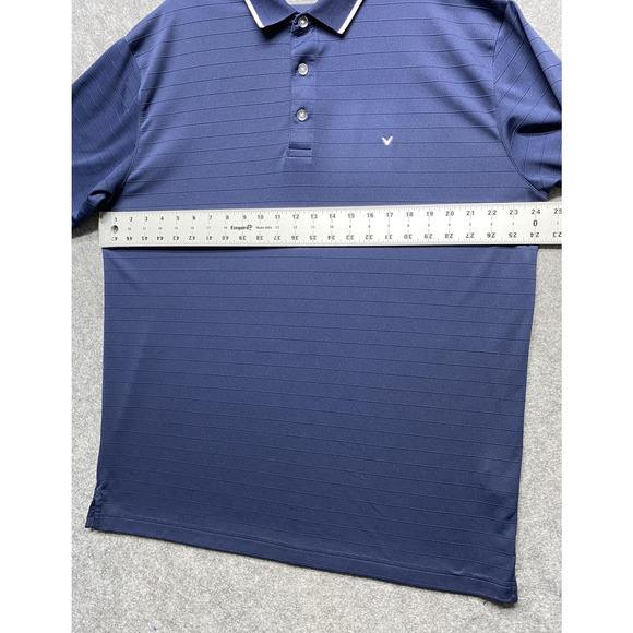 Callaway Polo Shirt Mens XL Navy Blue Opti-Dri Golf Tonal Stripe Short Sleeve - Picture 2 of 9